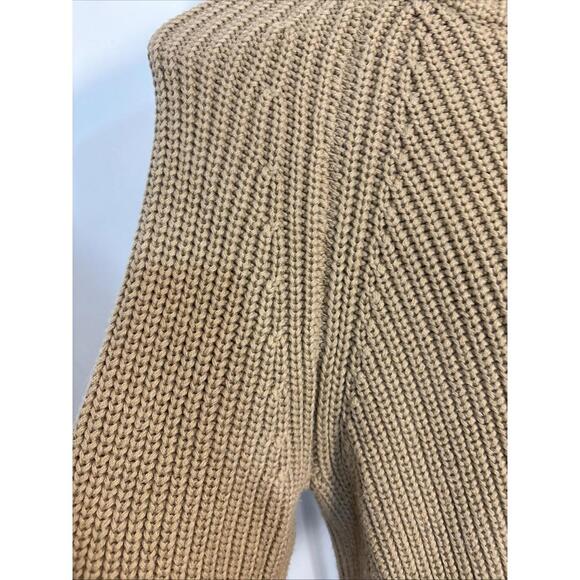 Quince 100% Organic Cotton Fisherman Crew Sweater Large Camel Minimalist Knit - Picture 3 of 10